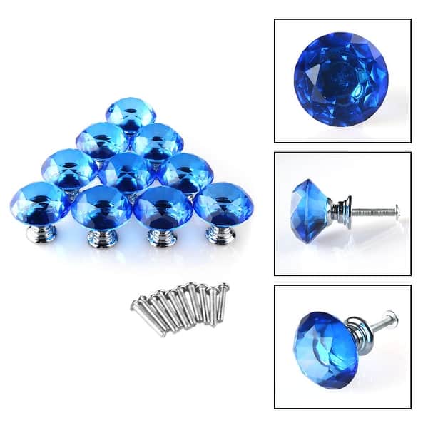 16 Pcs Drawer Knobs, 30mm Crystal Glass Cabinet Knobs Dresser Knobs