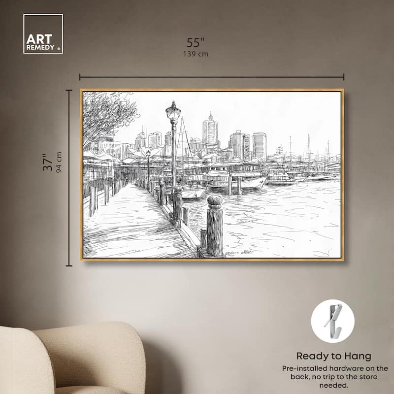 Harbour City Ink Canvas by Art Remedy