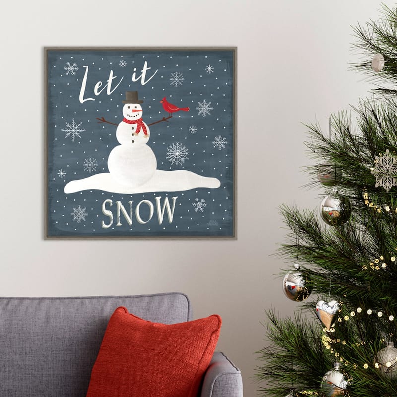 Christmas Cheer IV Let it Snow by Laura Marshall Framed Canvas Wall Art