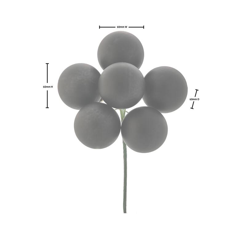 60mm Shatterproof Plastic 6 Bunch Matt Stemball Set of 6