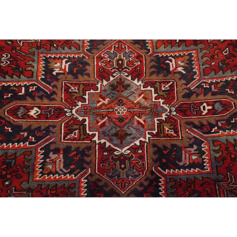 Hand Knotted Oriental 100% Wool Carpet Traditional Medallion Red Heriz Area Rug - 11' 0'' X 8' 5''