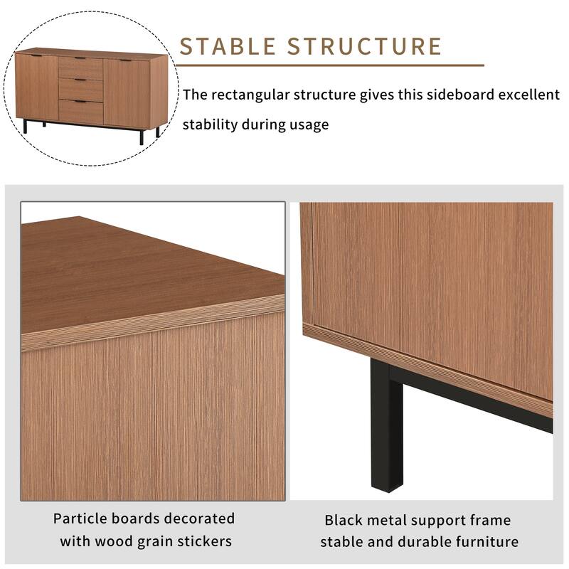 Contemporary Style Large Storage Space Particleboard Sideboard