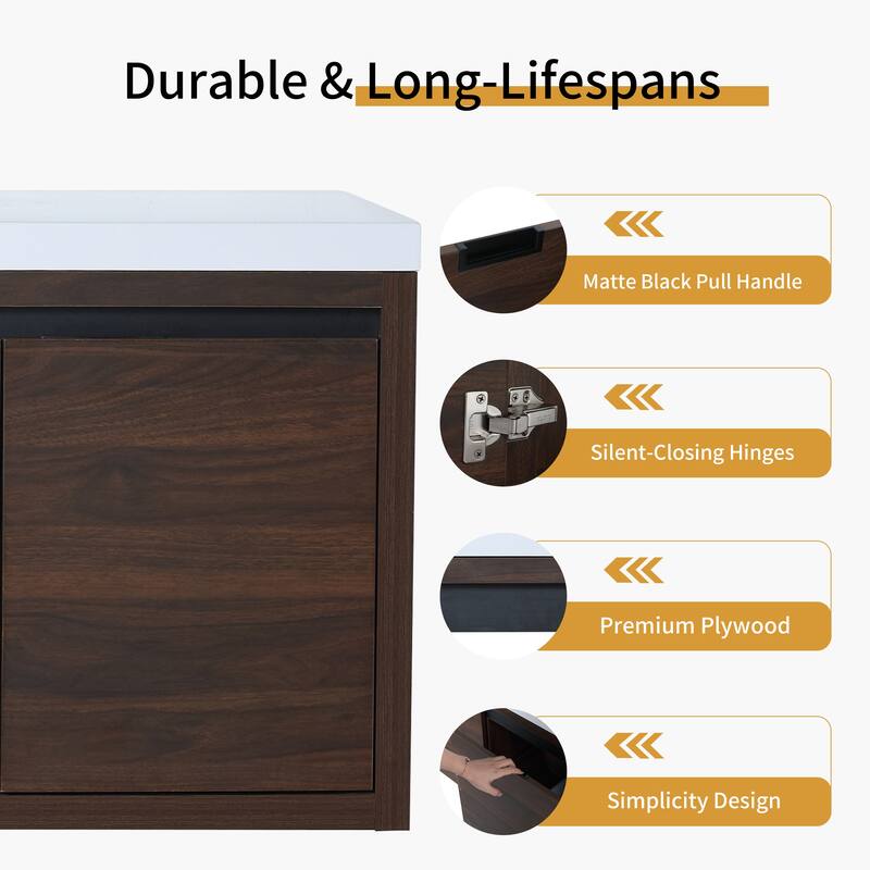 Beingnext 24"/30"/48" Bathroom Vanity with Sink, Floating Bathroom Vanity With Soft Close Door