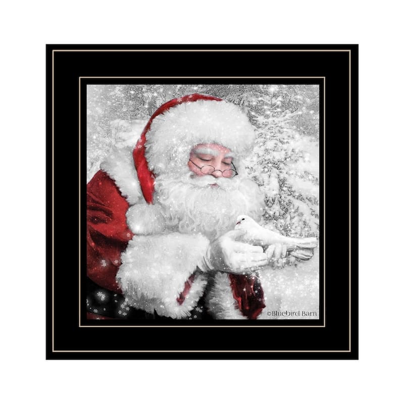 TrendyDecor4U Traditional "Santa's Little Friends" Framed Print Wall Art by Bluebird Barn - Winter Color - 15 x 15 - Black