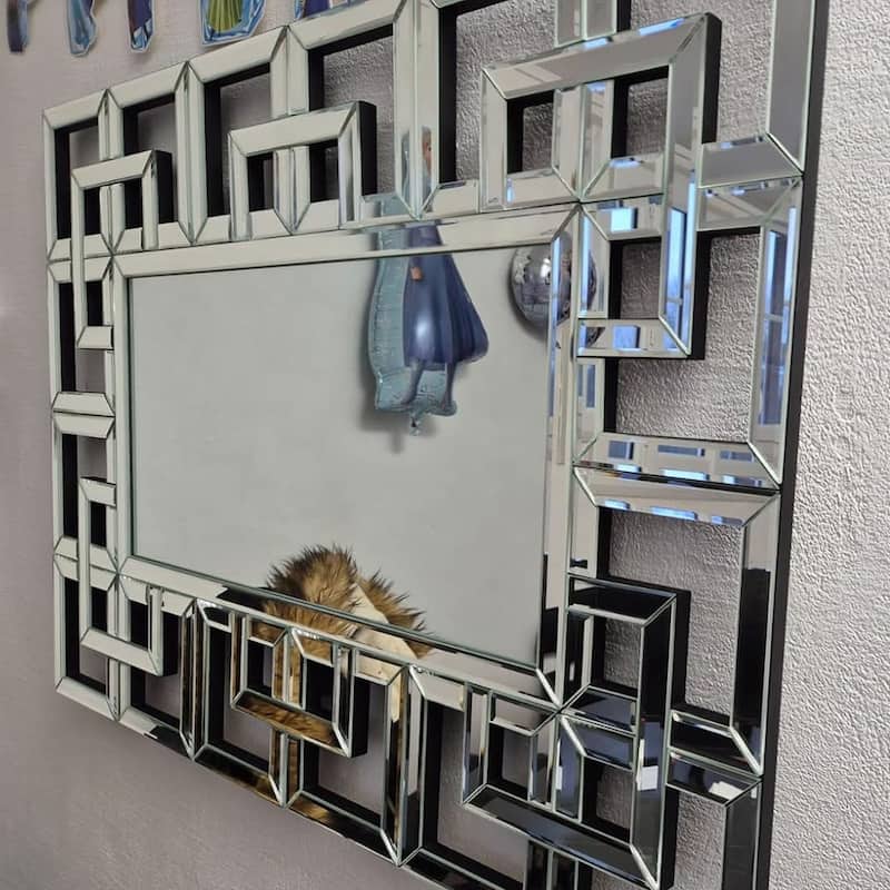 Large Retro Geometric Border Accent Wall Mirror