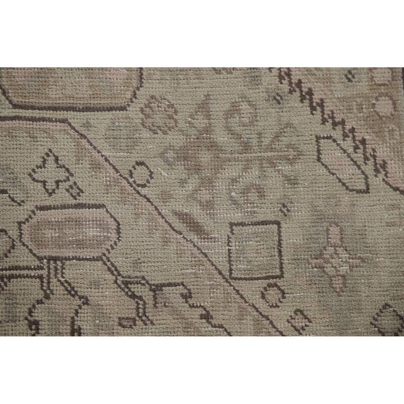 Distressed Tabriz Persian Vintage Area Rug Hand-Knotted Wool Carpet - 6'7"x 9'5"
