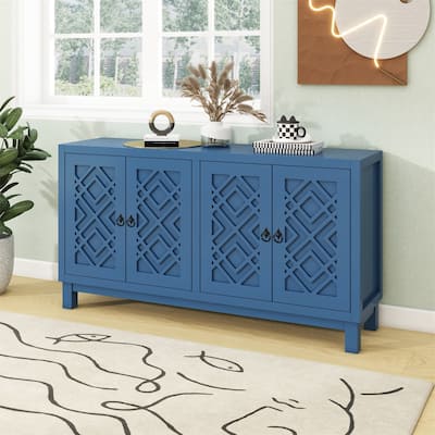 4 Door Buffet Cabinet with Pull Ring Handles
