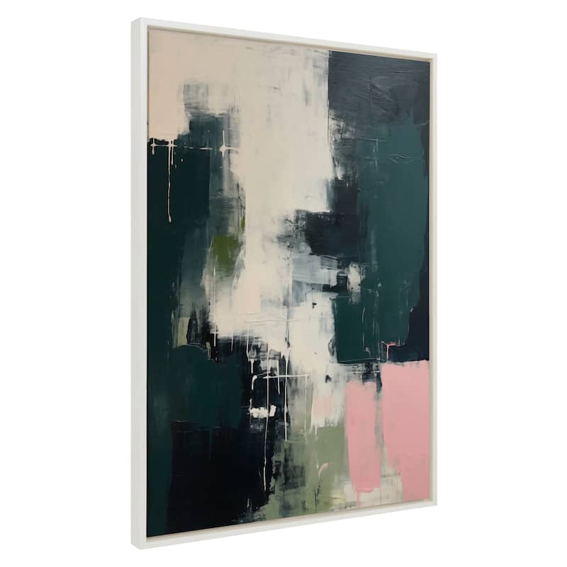 Kate and Laurel Sylvie Emerald Blush Framed Canvas by Amy Lighthall - 31.5x41.5 - White