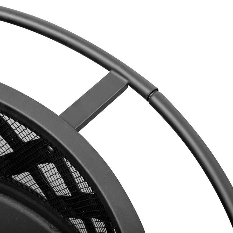 30"W x 20"H Round Iron Wood Burning Black Fire Pit Table with 16" Fire Poker