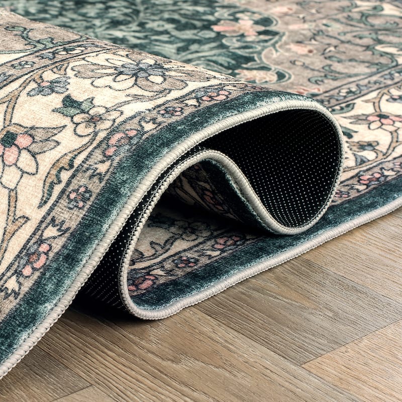 World Rug Gallery Traditional Oriental Medallion Washable Non Slip Area Rug