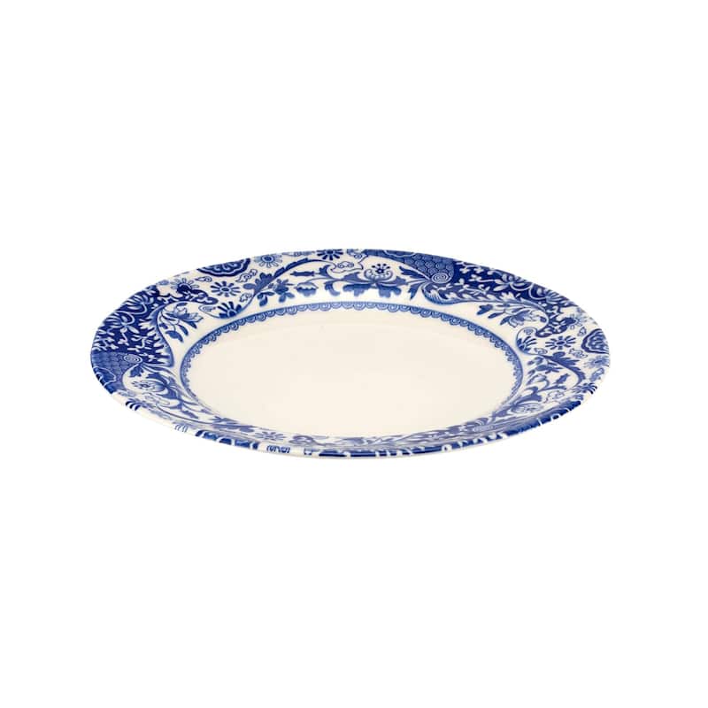 Spode Set of 4 Blue Italian Brocato Rimmed Plates
