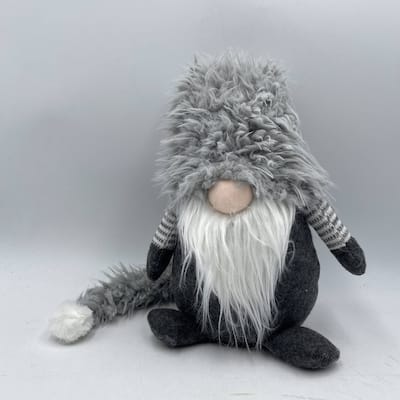 Plaid Hat Christmas Gnome Figurine - 33" - Black and Gray
