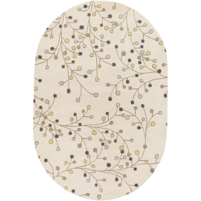Livabliss Athena French Country Floral & Botanical Hand Tufted Area Rug - 6' x 9' Oval - Cream