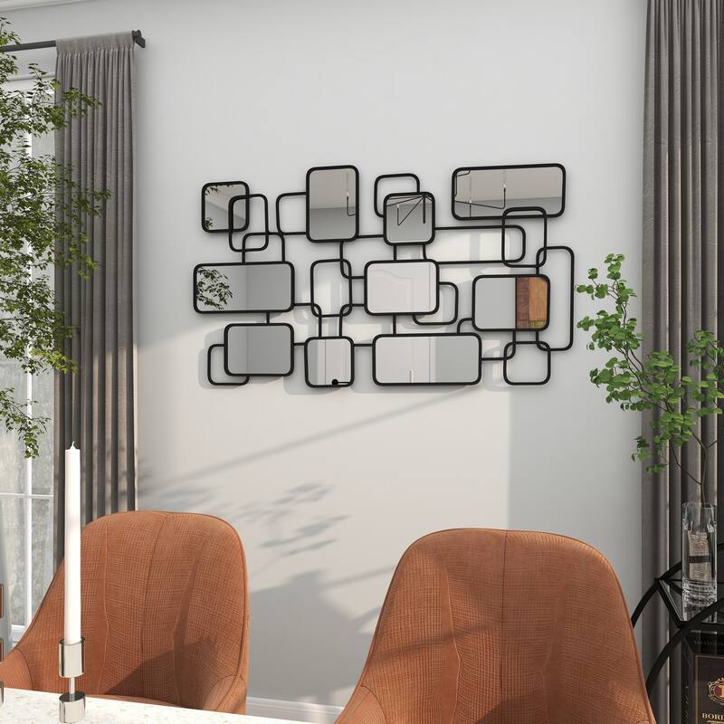 CosmoLiving by Cosmopolitan Artistic Black Metal Geometric Wall Mirror