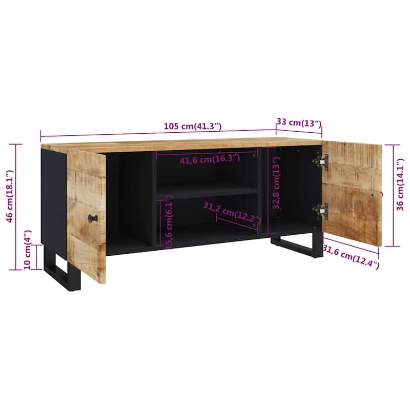 vidaXL TV Stand 41.3"x13"x18.1" Solid Wood Mango