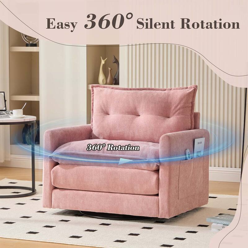 Modern Swivel Barrel Chair with Thick Padding,Metal Base,for Living Room and Bedroom