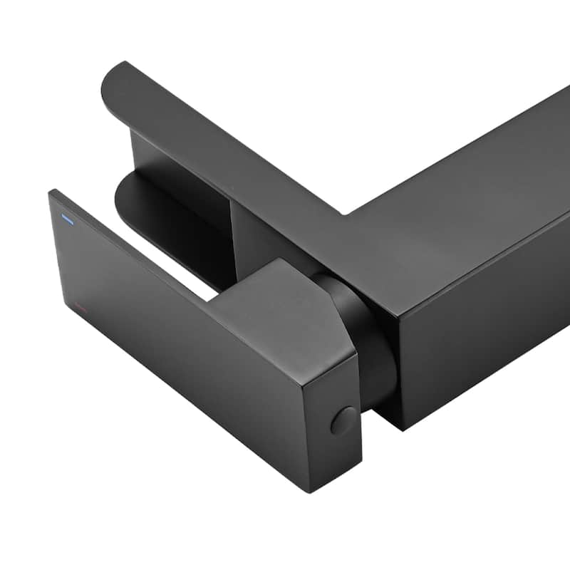 Modern Waterfall Single Handle Bathroom Sink Faucet with Overflow Pop Up Drain, Anti Corrosion and Rust Resistant