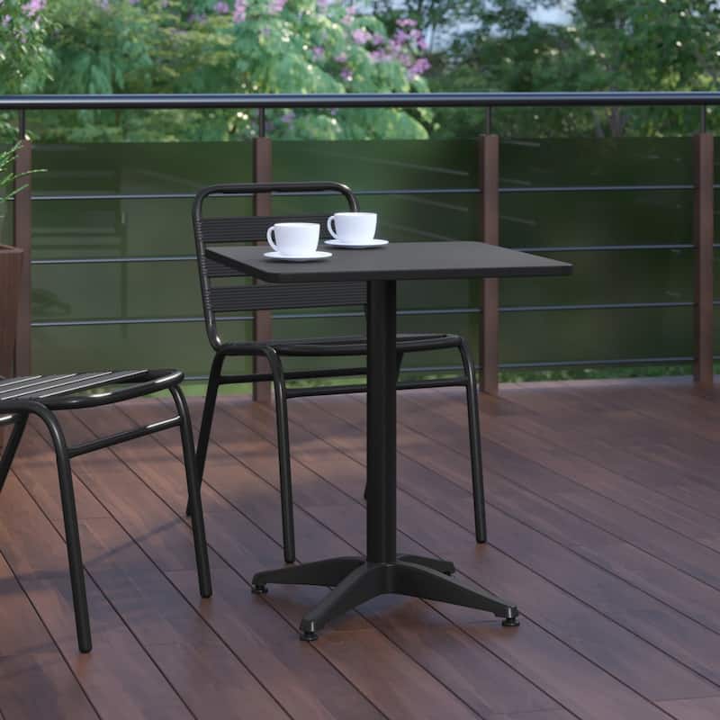 23.5" Square Aluminum Smooth Top Indoor-Outdoor Table with Base