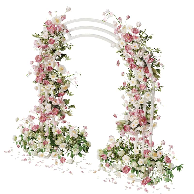 Metal Wedding Arch Backdrop Stand for Wedding, Bridal, Garden, Yard - White