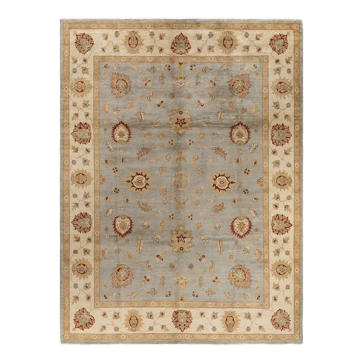 Oushak One-of-a-Kind Hand-Knotted Area Rug - Gray, 9' 0" x 12' 0" - 9' 0" x 12' 0"