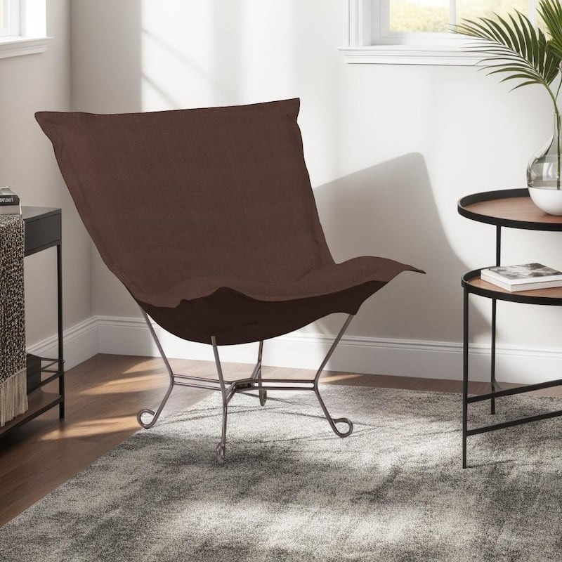 Allan Andrews Scroll Puff Chair with Titanium Frame, Bella Collection