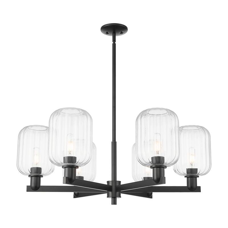 Innovations Lighting Downtown Urban - Preston - 6 Light 24" Jar Shade Stem Hung Chandelier