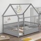 preview thumbnail 18 of 20, Full Size Floor House Bed with Fence Guardrails
