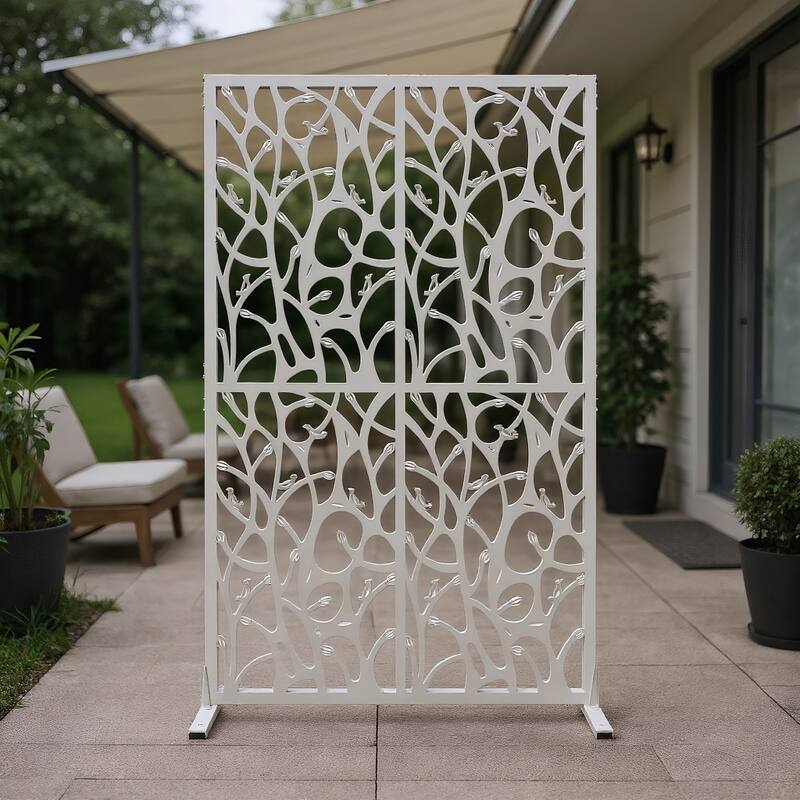 W3.8Ft X H6Ft Metal Privacy Screens, Outdoor and Indoor Divider with Free Standing for Balcony Patio Garden Room Divider