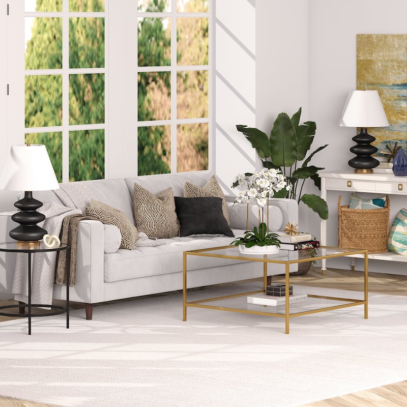 Sivil 32" Square Coffee Table with Shelf