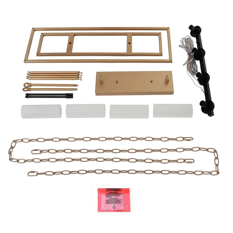 Modern Glam 4-Light Gold Linear Chandeliers Kitchen Island Lights for Dining Room - 28.5"L x 9"W x 19.5"H