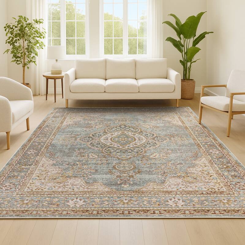 JONATHAN Y Lila Floral Medallion Area Rug
