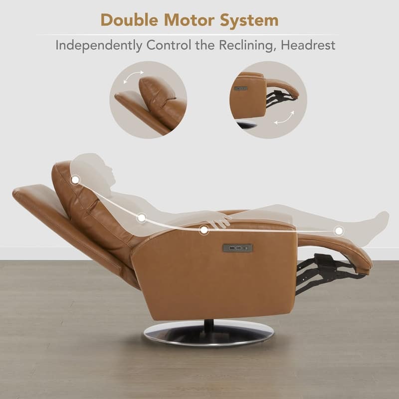 Mateo Dual Motor Power Swivel Recliner Lounge Chair