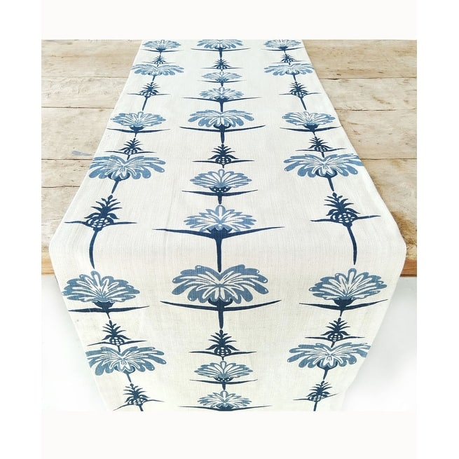 French Home Tropical Garden Table Runner - Indigo and Sky