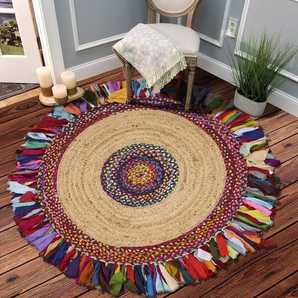 Braided Jute RAG RUG, Braided Accent Area Carpet, Jute Bathroom Rugs