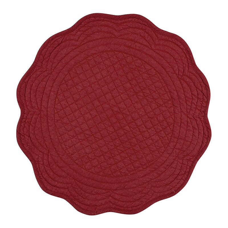 Boutis Quilted Placemat - Set of 4 - Red - 14" x 14"