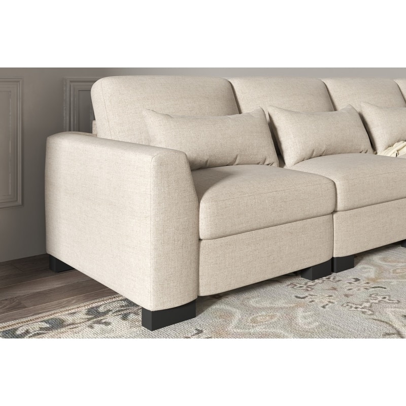 130" L-Shaped Modular Sectional Sofa with Movable Storage Ottoman