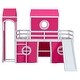 preview thumbnail 35 of 57, House Low Loft Bed with Slide & Tent Solid Wood Kids Loft Bed Frame with Tower and Ladders for Kids Teens Boys & Girls