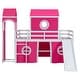 preview thumbnail 7 of 12, Twin Size Loft Bed with Slide, Tent & Tower, Castle-Themed Kids Bed - Pink