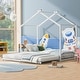 preview thumbnail 9 of 13, Nestfair Metal Twin Size House Platform Bed with Trundle White - Twin