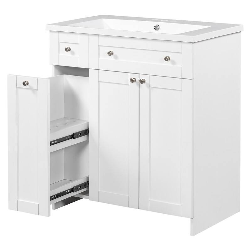 Single Sink 30" Bathroom Vanity with Combo Cabinet and Storage