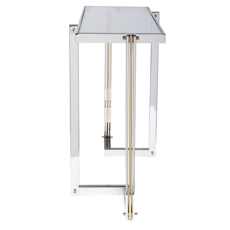 Uttermost Locke 51" Long Glass Top Stainless Steel Console Table