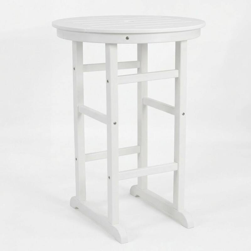 3-Piece HDPE Indoor/Outdoor Bar Set, 42.1" Round Bar Table with 2 Bar Stools, All-Weather Patio Bistro Set for Deck, Balcony