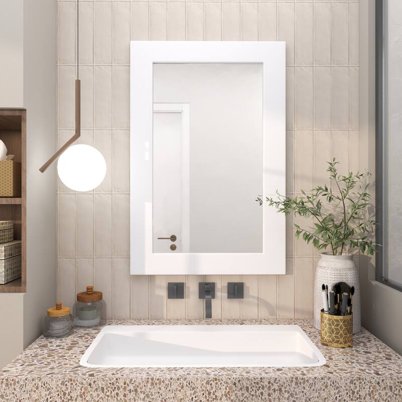 White Wooden Room Wall Mirror