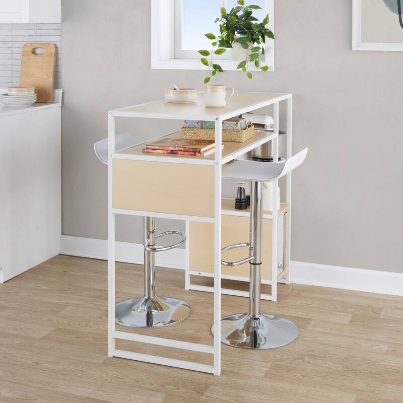 The Gray Barn Morello Upholstered 3-Piece Bar Set with Storage Space