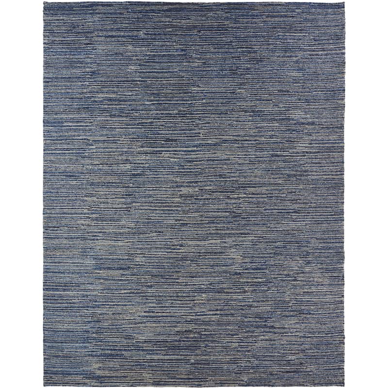 Modern Blue Flatweave Weave 100% Viscose Area Rug - 4' x 6' - Blue
