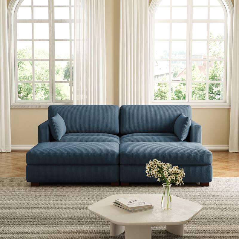 Corduroy Modular Sectional Sofa Deep Seat Corner Sofas & Ottomans