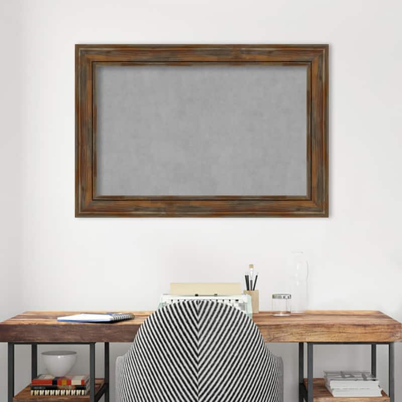 Amanti Art Alexandria Rustic Brown Framed Magnetic Board