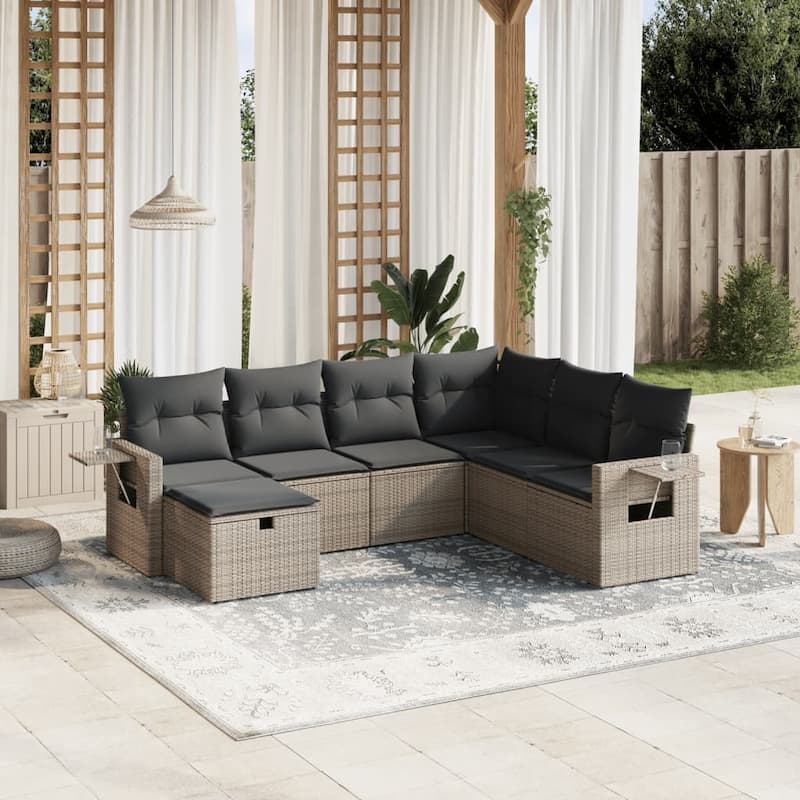 vidaXL Garden Sofa Set - Grey Large 24.4 x 24.4 x 27.2