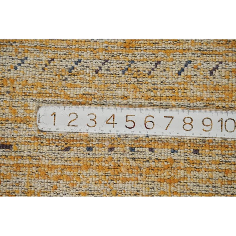 Yellow Gabbeh Indian Rug Hand-Knotted Wool Carpet - 3'10" x 5'9"