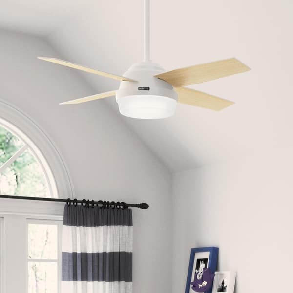 slide 2 of 25, Hunter 44" Dempsey Ceiling Fan with LED Light Kit and Handheld Remote - Contemporary, Transitional, Industrial Fresh White